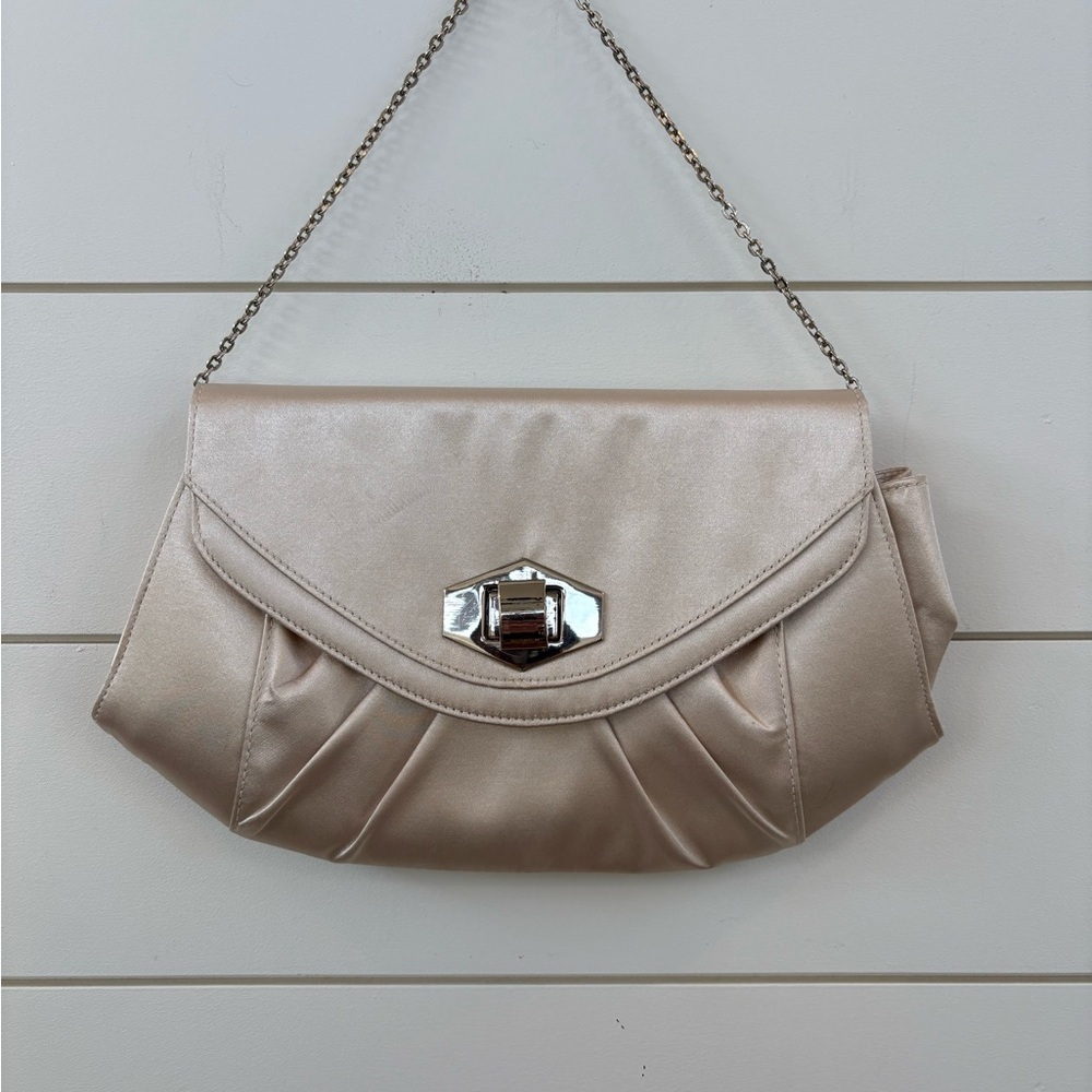 Kate Landry Shimmering Beige Clutch